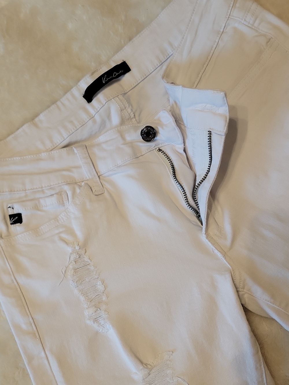 Kancan White Skinny Distressed Jeans